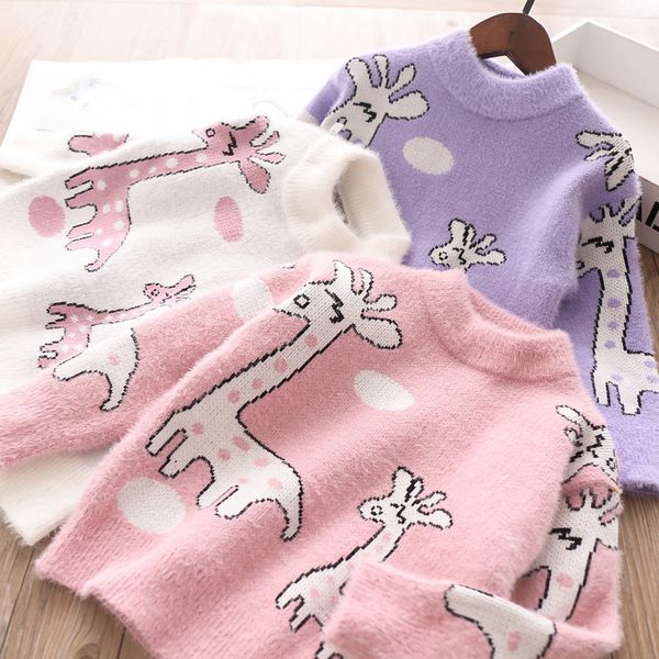 

2020 autumn deer half-collar girl's sweater children's clothing wholesale, Blue