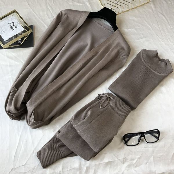 

2021 new autumn winter new products european and american style simple long coat vest + casual pants three-piece suit bxel, Gray