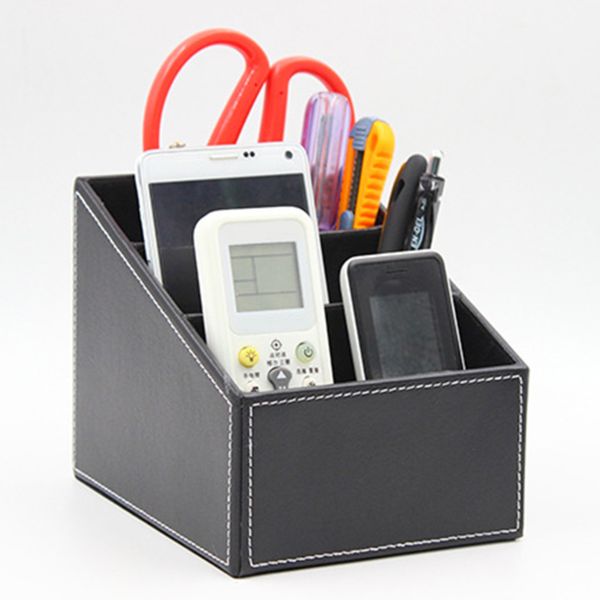 

2020 new pu leather holder storage box remote control organizer desk phone and tv