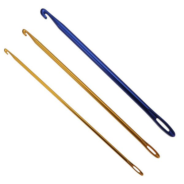 

3 piezas multicolor de aluminio tunecino afgano ganchillo gancho agujas de punto conjunto, Black