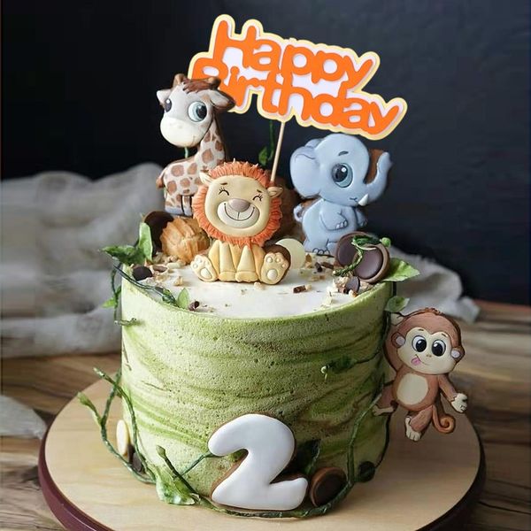 

helwj decoration forest animals party lion monkey plug-in party card decoration cake cakeforest animals giraffe lion monkey plug-in giraffe