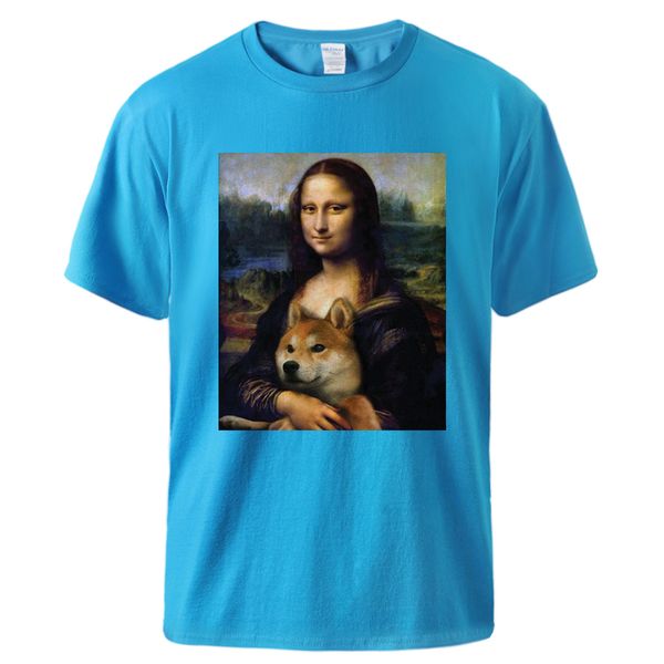 

mona lisa shiba inu doge casual short sleeve tracksit summer loose fit streetwear hooded sweatshirt hoodie men t shirt