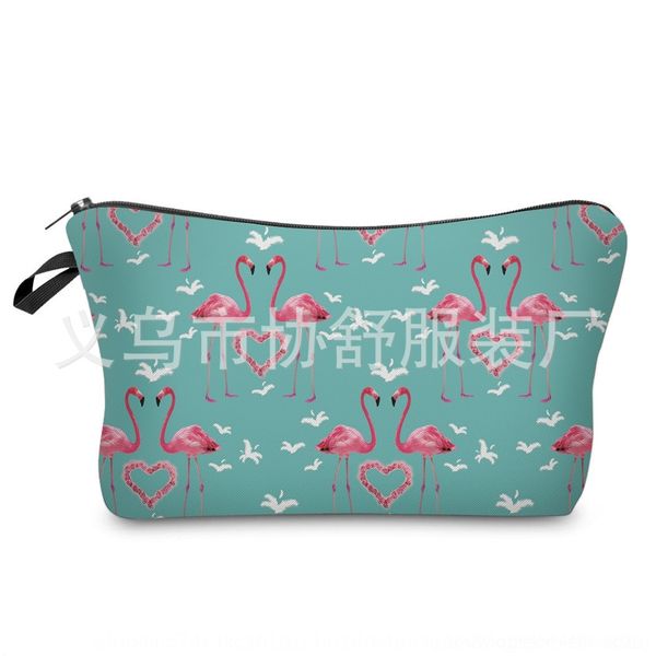 

5aobg high definition printing cosmetic classic flamingo storage bag cosmetic multifunctional and washing bag mg4jg