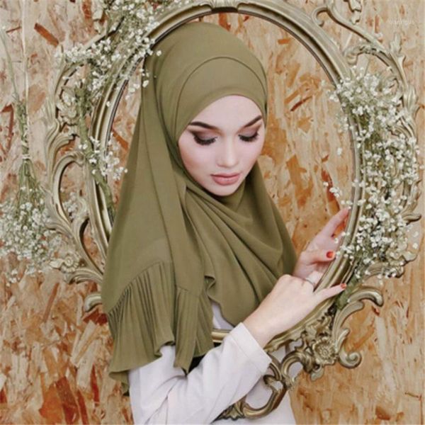 

2019 muslim women bubble chiffon scarf hijab foulard femme musulman shawls islamic headscarf clothing arab wrap head scarves1, Red