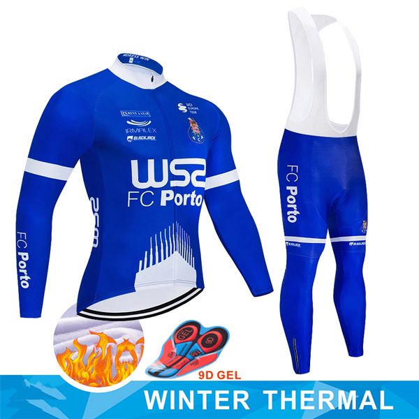 

winter cycling jersey set 2020 pro team ws2 fc porto thermal fleece cycling clothing men/women warm mtb bike clothing bib pants kit, Black;red