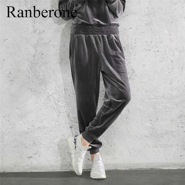 

yoga outfits ranberone fitness leggings velvet loose casual sports running pants workout gym sweatpants high waist, White;red