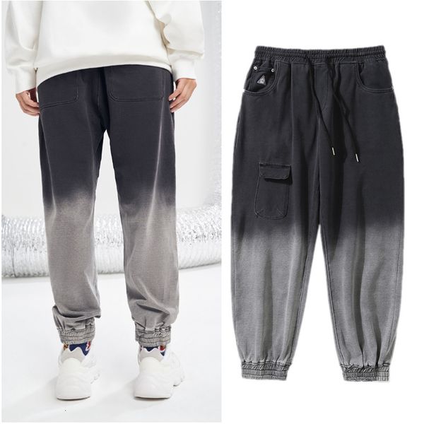 

autumn harlem changing color jeans men's fashion brand straight baggy cool quarter legged pants women's, Blue