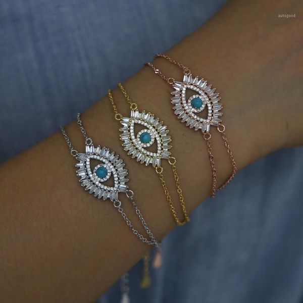 

charm bracelets cubic zirconia cz bracelet luxury designer evil eye for women jewelry wholesale 3 color gorgeous gift chic boho1, Golden;silver