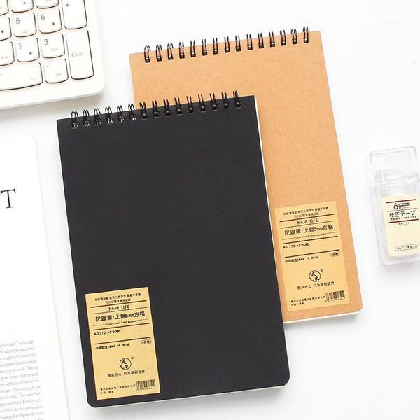 

a5 spiral notebook upturn coil note book lined blank grid paper journal diary sketchbook for school office stationery1, Purple;pink