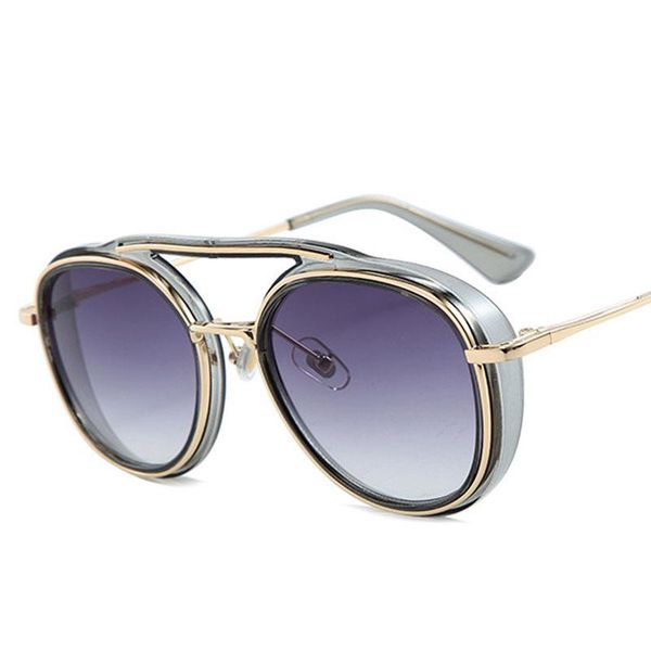 

veshion steam punk round retro sunglasses men women fashion shades uv400 vintage glasses, White;black