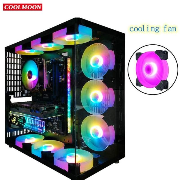 

coolmoon monochrome rgb 12cm deskchassis silent luminous fan 1200 speed air cooling computer gaming cpu case fan cooler