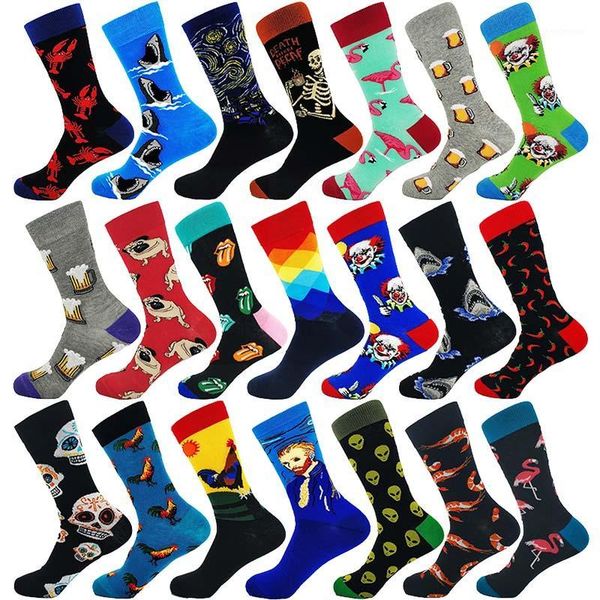 

men socks cotton funny socks for man women novelty casual dressing color happy crew for happy wedding accessories gift1, Black