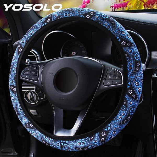 

yosolo floral print bohemia style steering wheel cover 37-38cm diameter car-styling car interior accessories1