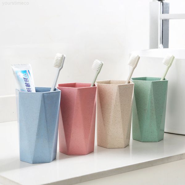

nordic cup geometry wind water mouthwash wash wheat straw toothbrush holder home bathroom accessories