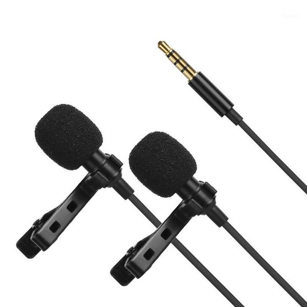 

omni-directional electret condenser lavalier microphone dual head with 3.5mm trrs 4m cable for recording meeting pgraphy1