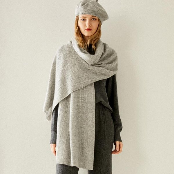 

scarves autumn and winter soft warm solid color simple women's cashmere scarf 100% pure, Blue;gray