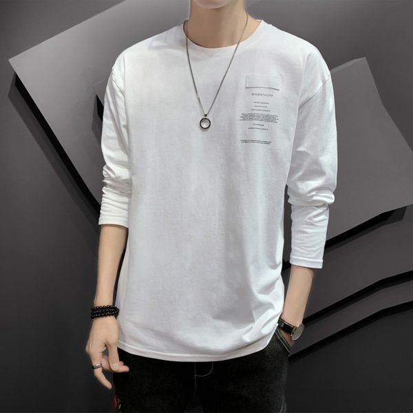 

wqan2 men's long tlarge t-shirt ins trendy loose underpantsunderpants size base shirt korean style trendy summer thin round neck sleeve, Blue