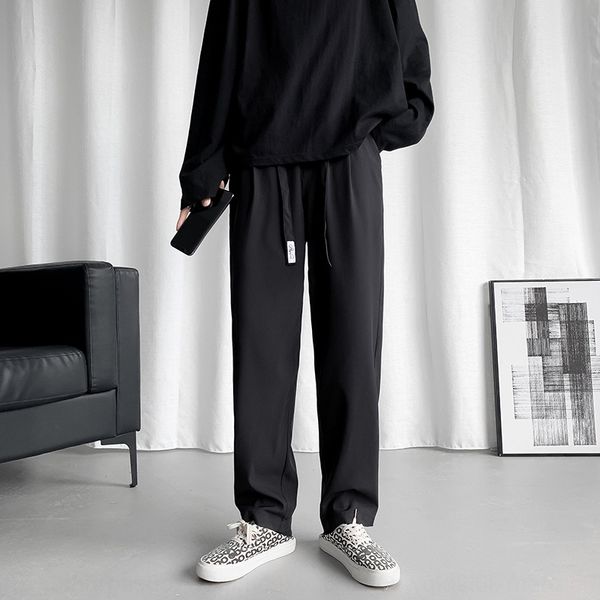 

men's spring and autumn korean version of casual casual pants the trend of drooping small trousers vertical straight pants versatile lo, Blue