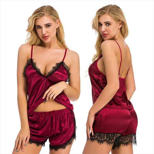 

women lace pijamas set sleepwear plus size comfortable lingerie deep v-neck summer nightgown sleeveless strap sets pajamas, Black;red