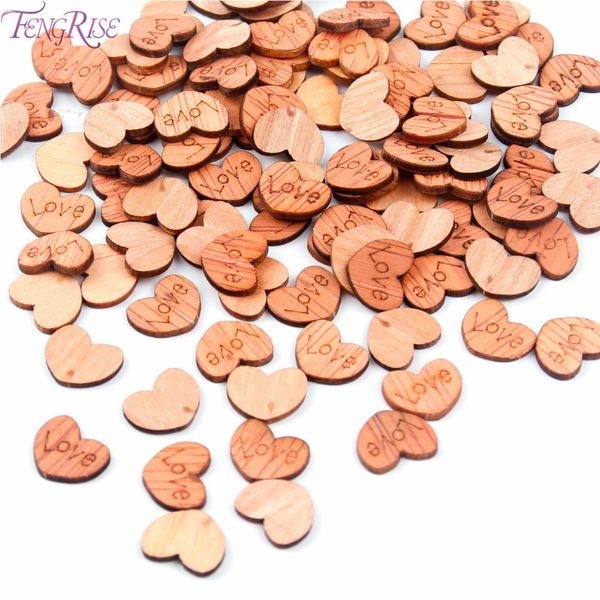 

fengrise 100pcs wooden love heart wedding decoration diy craft embellishment cutouts valentine's day birthday party supplies