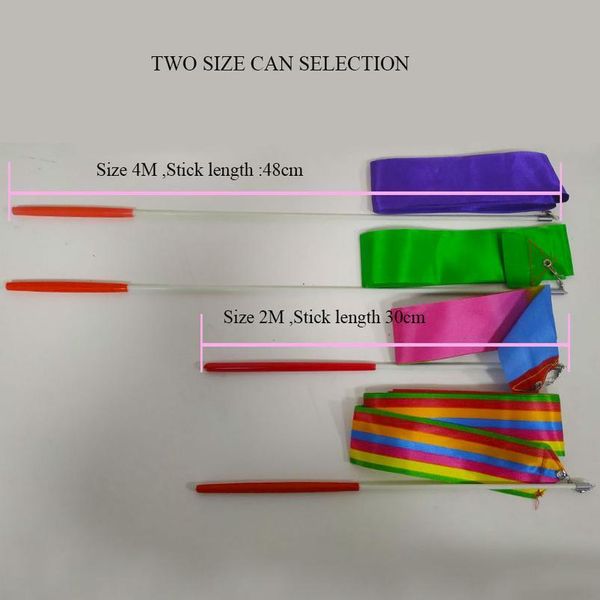 

4m colorful gym training professional gym ribbons dance ribbon rhythmic art gymnastic ballet streamer twirling rod bbygbd