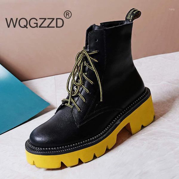 

boots plus size shoes women's ankle genuine leather lace up high heels metal motorcycle zapatos mujer1, Black