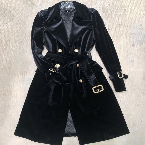 

velvet coat women metal buttons quilted jacket long women1, Tan;black