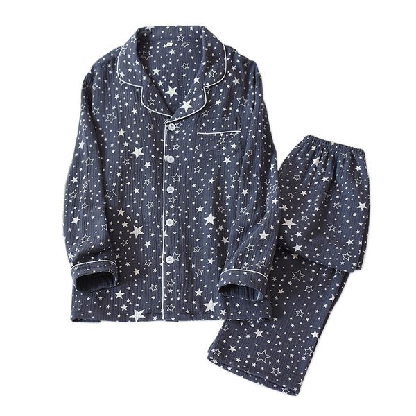 

stars new simple color pure female sets of japanese pajamas 100% crepe cotton long sleeve cool pyjamas ziil, Black;brown