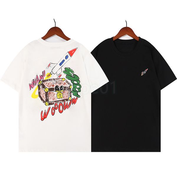 Herren-T-Shirts für Damen, Rocket-Box-Graffiti-Paare, High-Street-Kurzarm-T-Shirts, handbemalte Herrenmode-Tops