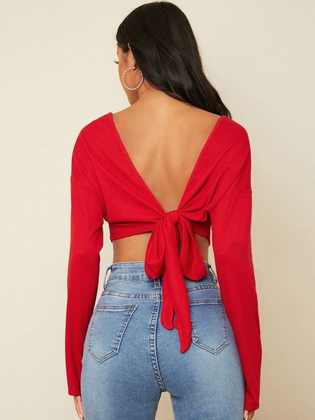 

tied backless crop x9f2#, White