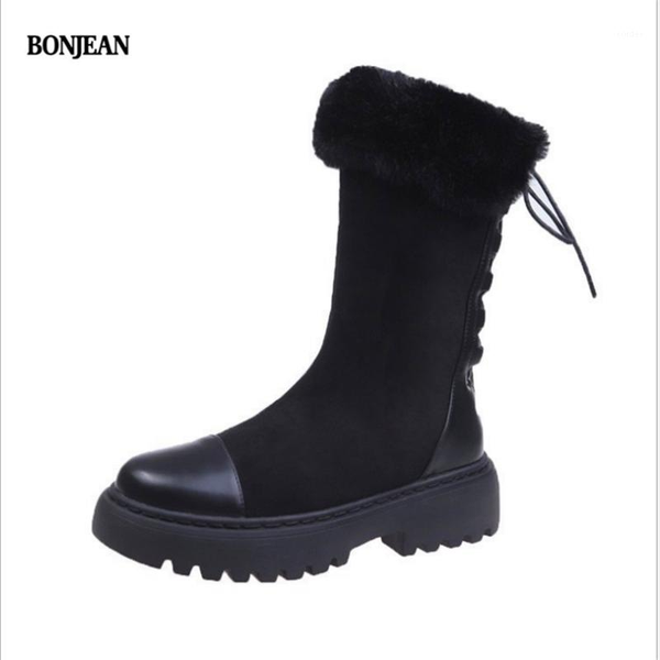 

boots winter 2021 snowshoes for women with vintage british flat strap a bottom and fleece to keep warm1, Black