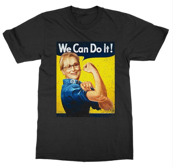 

sport short sleeve for men clothing summer meryl can do it t-shirt streep feminist rosie the riveter girl power tee shirt