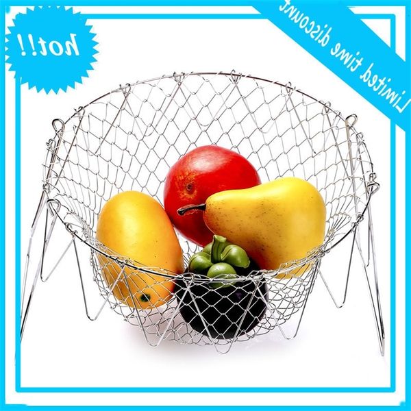 

rvs foldable friteuse forget steam rinse strain fry magic man soap net kitchen gadget