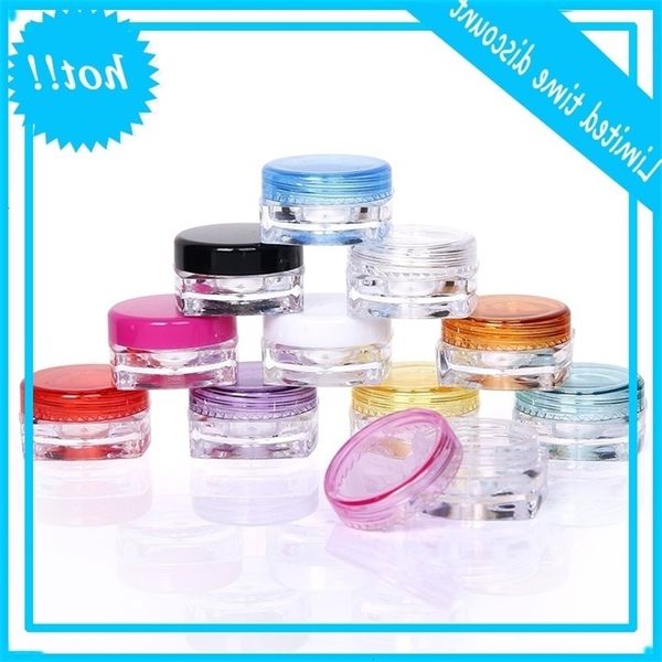 

plastic square shape 3g 5g mini travel cosmetic jars refillable makeup cream eyeshadow lip balm nail art sample storage container bottle pot