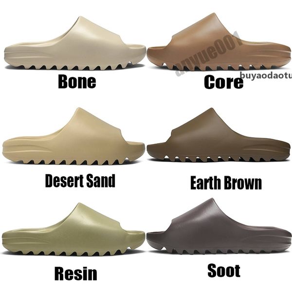 

2021fashion kanye west slides foam runner desert core sand earth brown resin mens womens slipper pantoufle luxe male female sandal slippers, Black