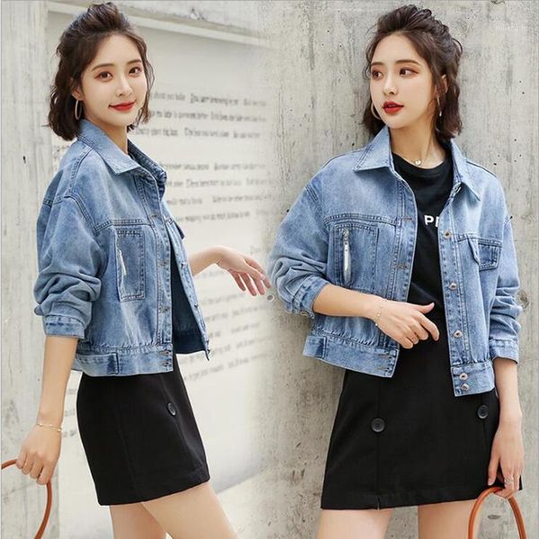 

spring and autumn denim jacket women short-height short jeans coat girl's korean-style loose-fit cool college style t1225541, Black;brown
