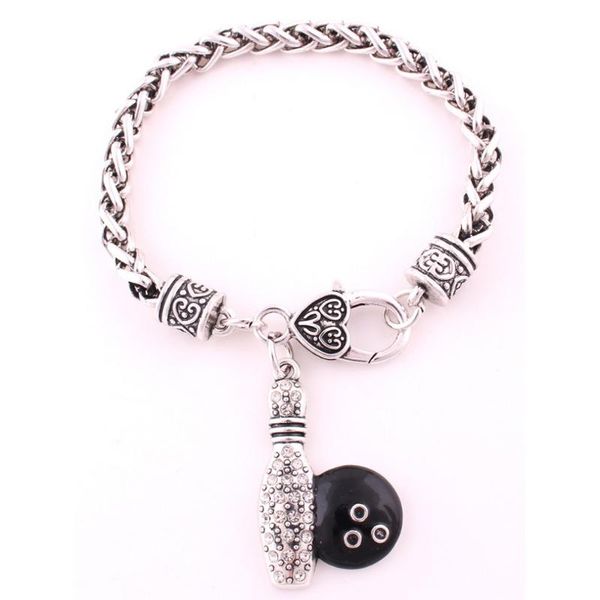 

charm bracelets bracelet for women men sporty style bowling ball shape special design and sparkling crystal with wheat link chain drop, Golden;silver