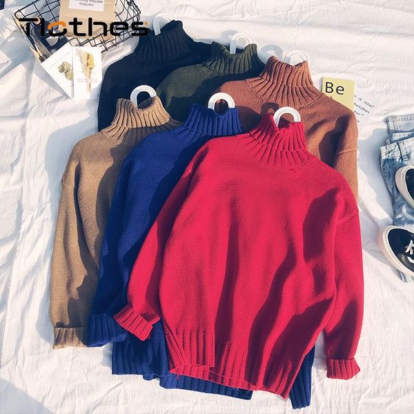

turtle neck jumpers men's sweater candy color solid knitwear mens pullover sweaters korean lazy turtleneck men clothing oversize, White;black