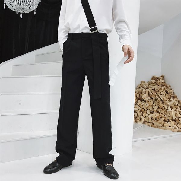 

2021 New S-6xl. Spring Autumn's Personalized Style Suspenders Men Released Loose Casual Leg Slacks Suit Young Pant CIDJ, Black