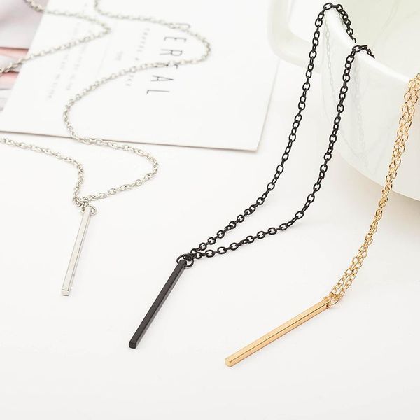 

simple chain bar necklaces long rod jewellery gold/silver color collier femme choker necklace