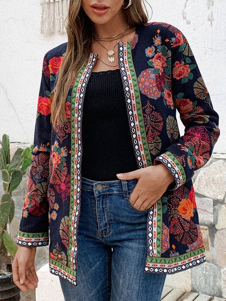 

хлопок и белье печатная сгибая куртка с длинным рукавом кардиган, White;black