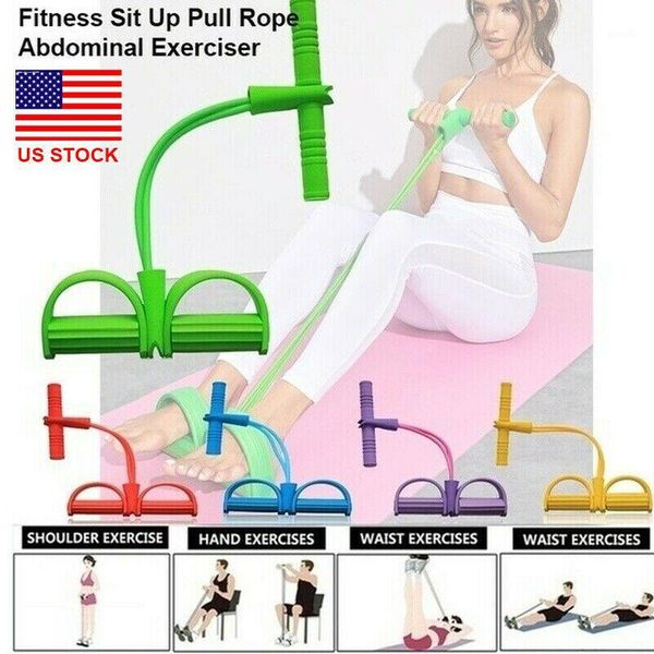 

home yoga elastic resistance band foot pedal exerciser sit-up pull rope puller1