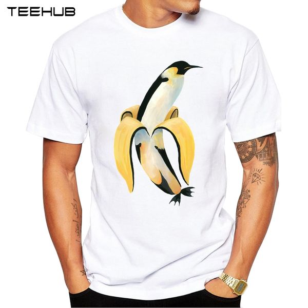 

penguin banana men t-shirt 2019 summer short sleeve t shirt funny penguin printed tee o-neck casua; sport hooded sweatshirt hoodie