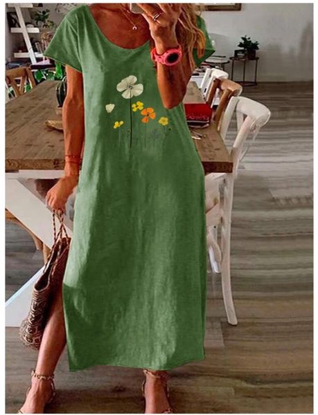 

повседневный цветочный принт короткий рукав большой раскол повседневный платье цветочный принт короткий рукав большой раскол платье epsaa, Black;gray