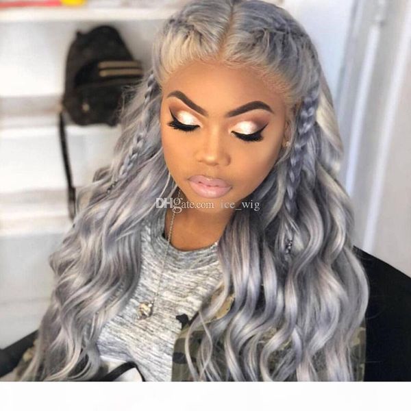 

silver grey glueless full lace human hair wigs with baby hair pre plucked 130% density brazilian virgin hair lace front wigs, Black;brown