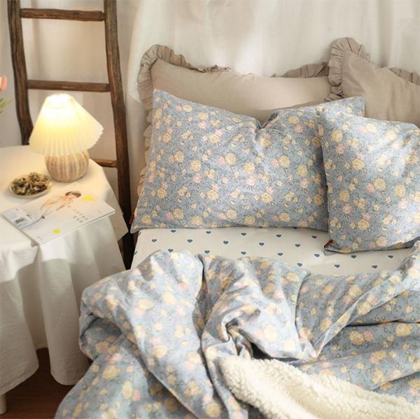 

cute romantic pastoral floral bedding set teen girl,cotton twin full  home textile bed sheet pillow case duvet cover