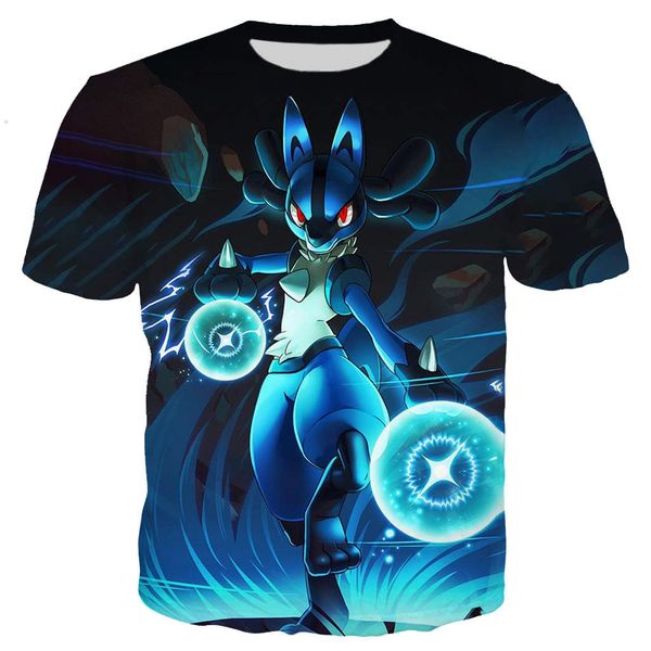 

new cool anime lucario 3d print shirts kawaii graphic hippie men clothing