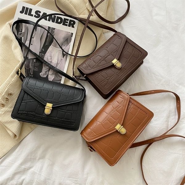 

factory store shop autumn 2022 new women's bag stone pattern single shoulder messenger bag fashion texture lock solid pu small square w