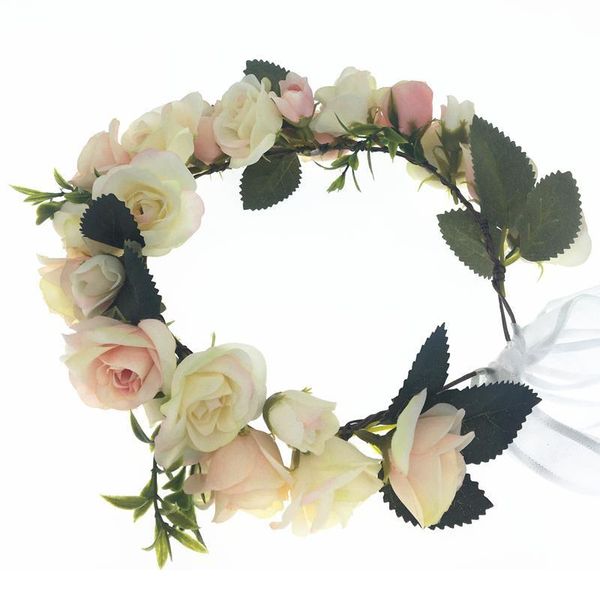 

rose flowers wreath crown festival headband women wedding hair accessories headdress girl floral garland wedding floral jllvqu