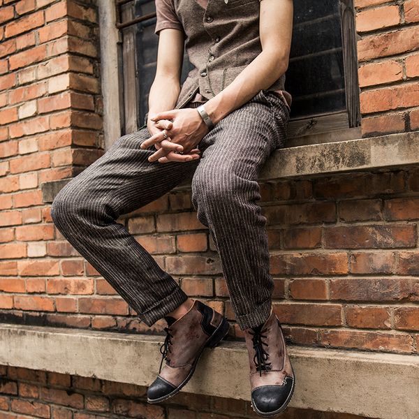 

soarin independent yuppie men's striped handsome vintage small feet nine point suit pants